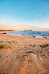 Romanos Beach near Voidokilia beach, lagoon with beaches in mediterranean, Ionian Sea, Pylos town , Greece.