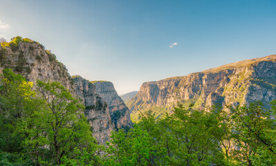 Vikos Gorge from the Oxya Viewpoint in the  national park  in Vikos-Aoos in zagori, northern Greece. Nature landscape