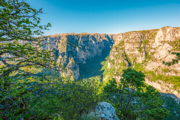 Vikos Gorge from the Oxya Viewpoint in the  national park  in Vikos-Aoos in zagori, northern Greece. Nature landscape