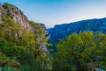 Vikos Gorge from the Oxya Viewpoint in the  national park  in Vikos-Aoos in zagori, northern Greece. Nature landscape