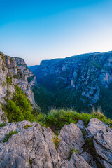 Vikos Gorge from the Oxya Viewpoint in the  national park  in Vikos-Aoos in zagori, northern Greece. Nature landscape