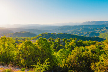 Obraz premium Vikos Gorge from the Oxya Viewpoint in the national park in Vikos-Aoos in zagori, northern Greece. Nature landscape