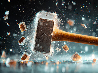 A hammer is used to smash a cell phone, leaving it in pieces