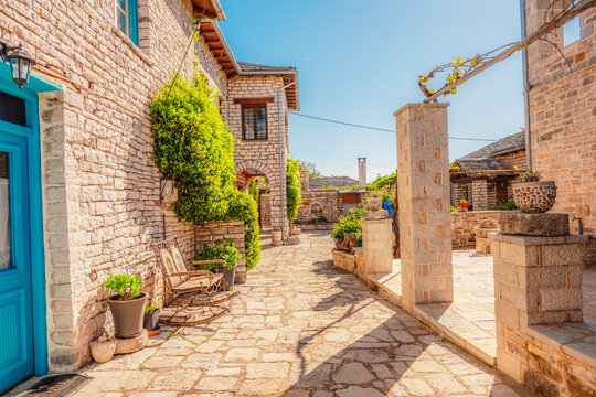 Traditionally houses in the mountains village of Monodendri, Zagori, Greece, near vikos george