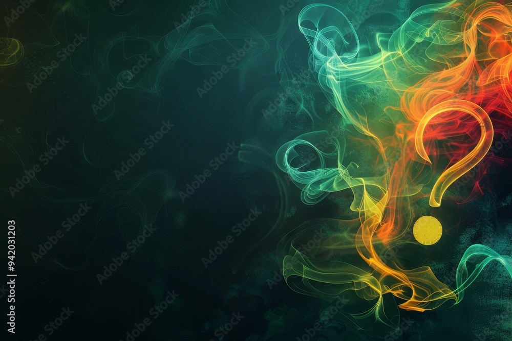 Poster abstract background featuring question marks in a raw style, rendered in 3:2 aspect ratio for artist