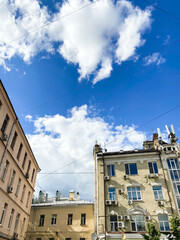 Obraz premium blue sky over apartment buildings in Moscow city