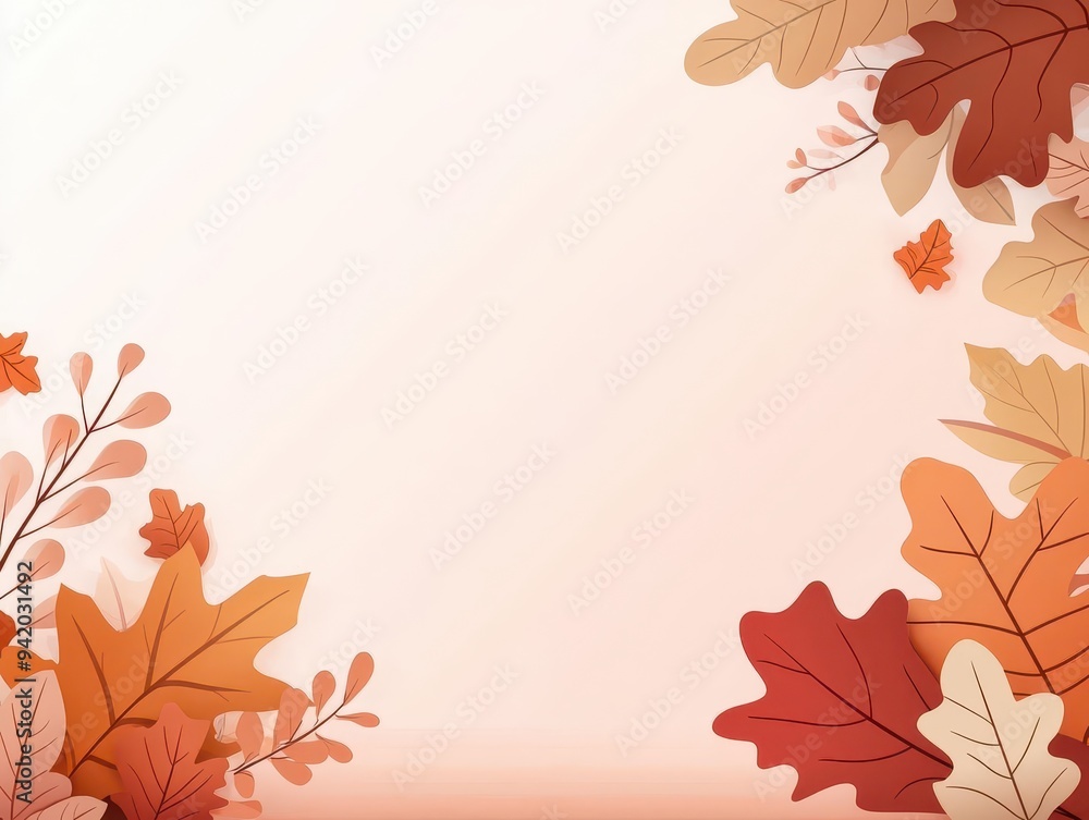Poster red and brown leaves scattered on the ground, creating a beautiful display of earthy autumn tones wi