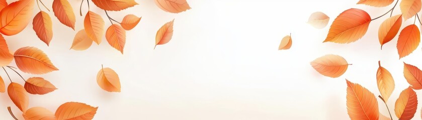 Obraz premium Orange leaves swirling in the breeze, cool autumn day with text space, illustration capturing the beauty of the season.