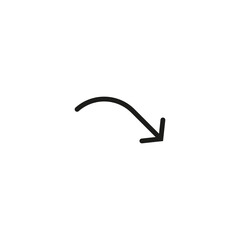 Thin semi circle arrow. Vector illustration. Semicircular rounded curved arrow.