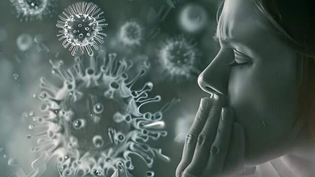 Viruses and microbes enter the human mouth, which clearly demonstrate the spread of viruses in the air.