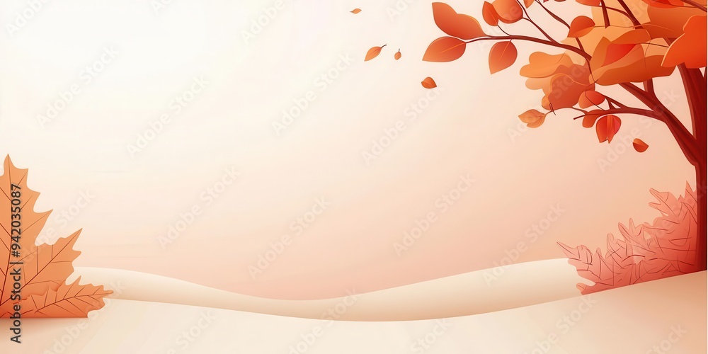 Poster cool breeze rustling through autumn trees, serene view with ample text space for creative illustrati