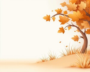 Cool breeze on an autumn trail, tranquil setting with room for text, artwork.