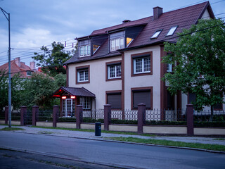 Obraz premium urban house in Kaliningrad city at summer dusk