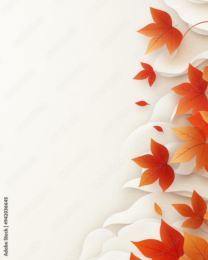 Poster autumnal shift with changing leaves, natural cycle with space for text, artistic rendering.