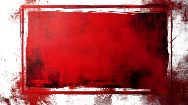 red grunge and scratch effect texture with transparent background and frame surround