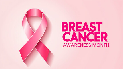 Breast Cancer Awareness Month campaign banner and poster design.Realistic pink ribbon.