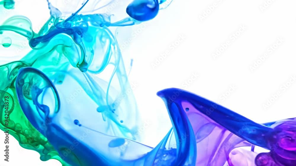 Aufkleber ink or paint drop dissolving in water like a cloud. abstract paint swirls in motion on white backgro