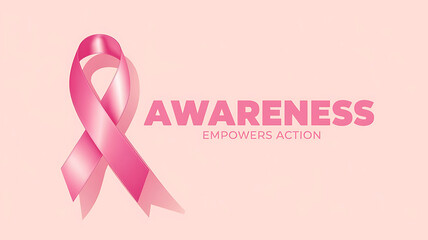 Breast Cancer Awareness Month campaign banner and poster design.Realistic pink ribbon.