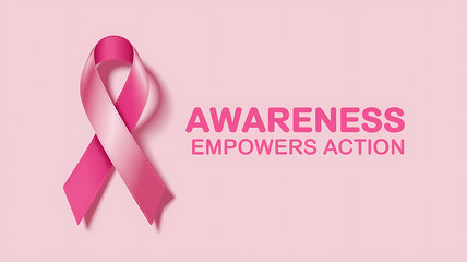 Breast Cancer Awareness Month campaign banner and poster design.Realistic pink ribbon.