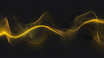 Yellow Radio Frequency Waves on Black Background, Abstract Image, Texture, Pattern, Wallpaper, Cover and Screen of Smartphone, Cell Phone, Computer, Laptop, 9:16 and 16:9 Format