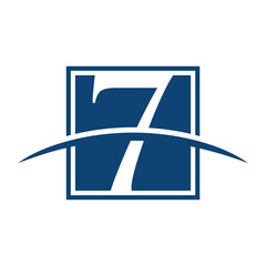 Number 7 swoosh logo initial template