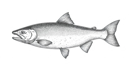 Obraz premium Fish sketch sea bass. Vintage retro print, black white sea bass fish sketch ink pencil style drawing, linear drawing, engrave old school. Sketch artwork sea bass fish. Illustration