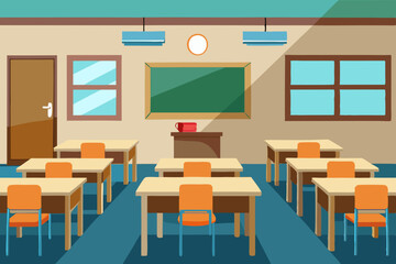 Empty Classroom Vector Illustration - SVG Files, Cricut Cut Files, Clipart, and T-Shirt Graphics for Educational Design