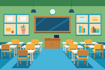 Empty Classroom Vector Illustration - SVG Files, Cricut Cut Files, Clipart, and T-Shirt Graphics for Educational Design