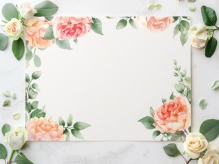 Floral Card Mockup with Roses.