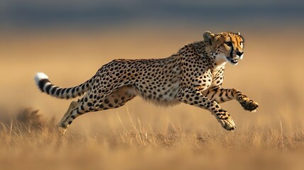 Graceful cheetah dashing through the savannah ideal for capturing the agility of wild cats