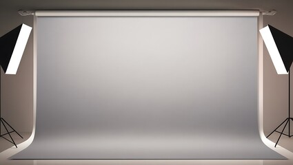 Empty photo studio with softbox