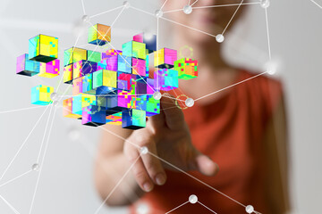 Connecting lines and dots.Big data visualization
