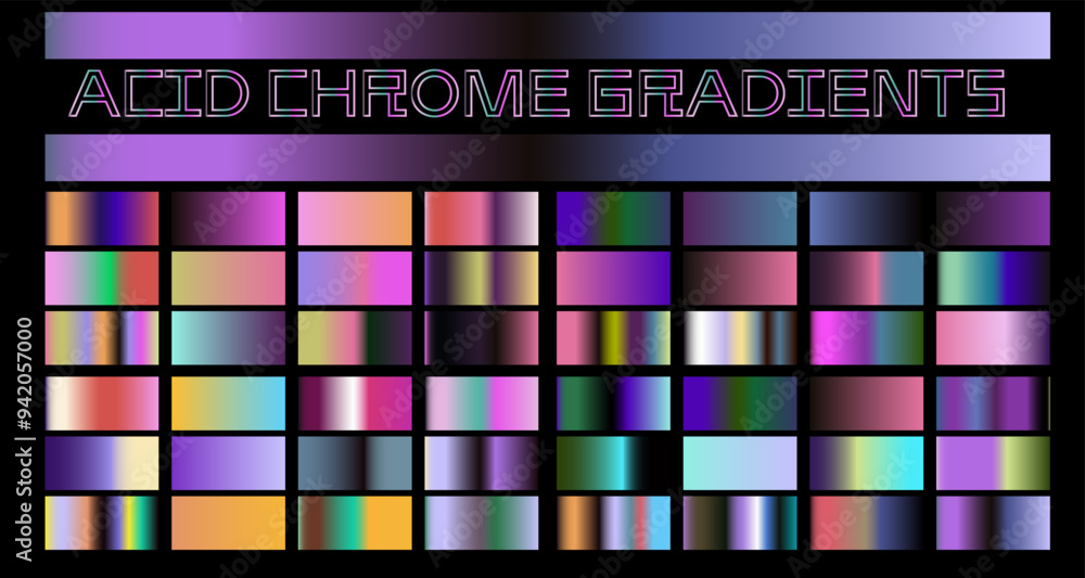 Poster chrome gradients of holographic colors for art and design.