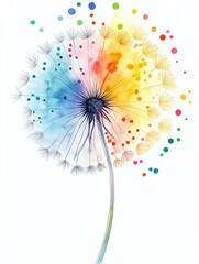 brightly colored dandelion lots dots white space surrounding radial color hanging scroll inspiring magazine