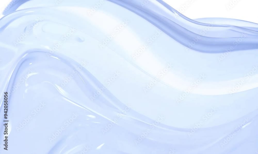 Poster exploring the mesmerizing flow of translucent blue waves in an artistic display of fluidity and move