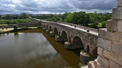 Merida Puente Romana - the longest surviving roman bridge. 755 metres with 62 spans over the...