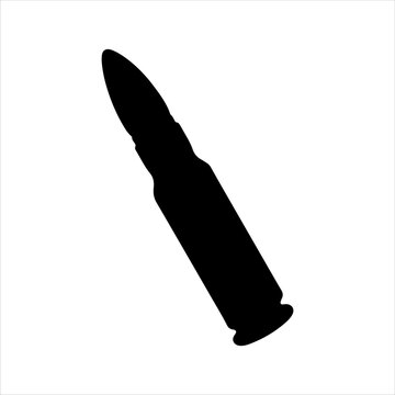 One machine gun bullet silhouette vector illustration design on white background.
