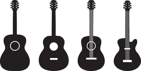 Set of guitar icon silhouette silhouette isolated on white background