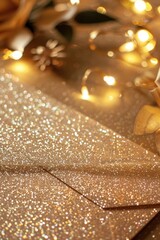 Gold Glitter Lights Background.