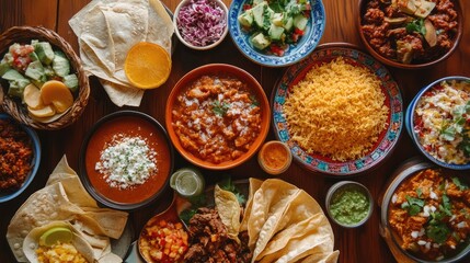 Fototapeta premium A Table Full of Mexican Food Delights