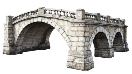 Ornate Stone Bridge with Lanterns Isolated