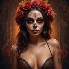 Fototapeta premium Woman makeup on Day of the Dead Los Muertos Festival Mexico