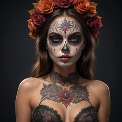 Obraz premium Woman makeup of Day of the Dead Festival Mexico