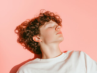 Young Man Relaxing in Sunlight with Eyes Closed 