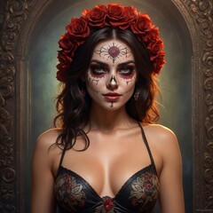 Fototapeta premium Woman makeup of Day of the Dead Festival Mexico