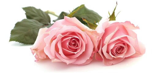 Fototapeta premium Two Pink Roses Isolated