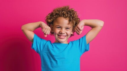 The kid flexing muscles