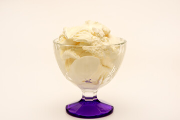 Plombir. Ice cream in a glass ice cream maker.