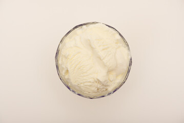 Plombir. Ice cream in a glass ice cream maker.