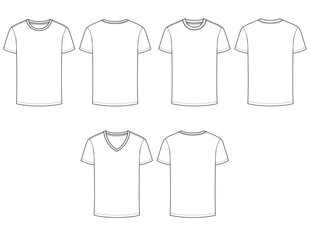Standard Fit Womens Basic T-shirt technical flats vector file editable	